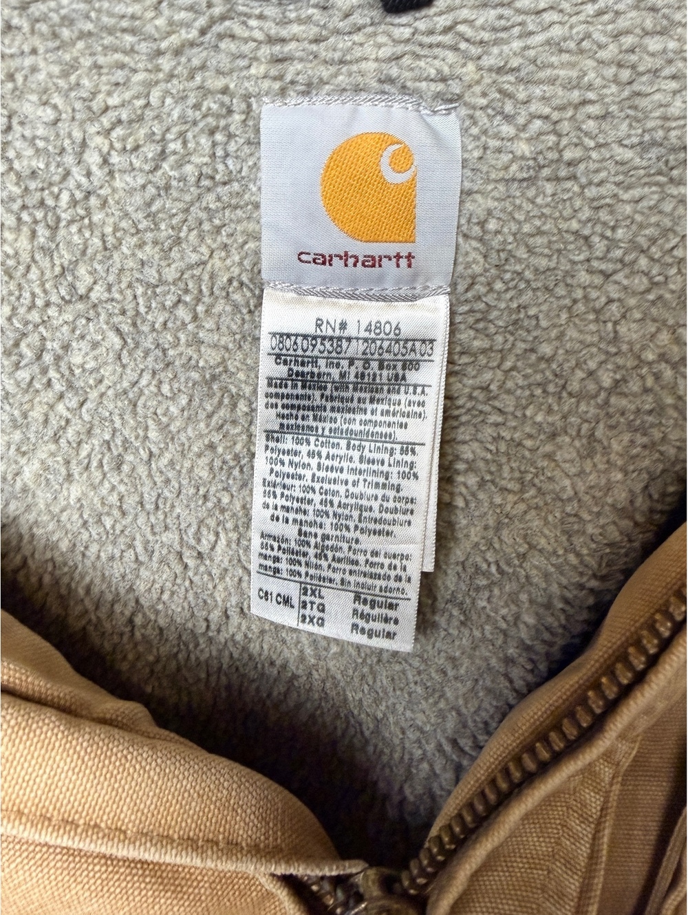Carhartt Men's 2XL Tan Work Jacket Style 100062 Original - Picture 5 of 5